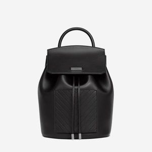JW Drawstring Backpack Black Vegan Leather